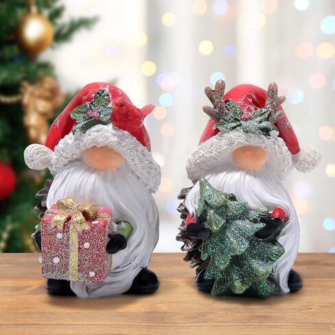 Hodao 2 PCS Christmas Gnomes Decorations Xmas Hat Gnomes Figurines Christmas Gnomes Decor Handmade Elf Scandinavian Tomte Gnomes States for Xmas Decor Gift - Christmas Party Gnomes Decor in Saudi Arabia