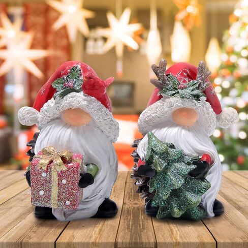 Hodao 2 PCS Christmas Gnomes Decorations Xmas Hat Gnomes Figurines Christmas Gnomes Decor Handmade Elf Scandinavian Tomte Gnomes States for Xmas Decor Gift - Christmas Party Gnomes Decor in Saudi Arabia