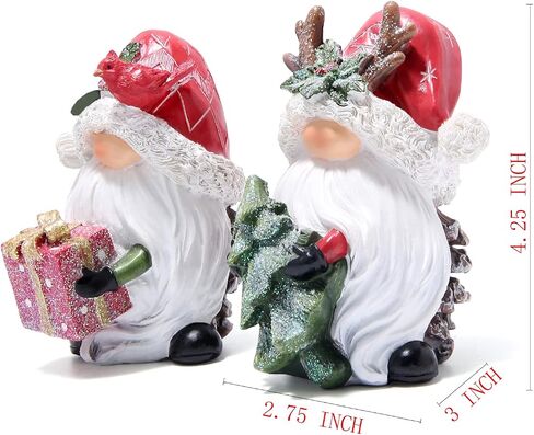 Hodao 2 PCS Christmas Gnomes Decorations Xmas Hat Gnomes Figurines Christmas Gnomes Decor Handmade Elf Scandinavian Tomte Gnomes States for Xmas Decor Gift - Christmas Party Gnomes Decor in Saudi Arabia