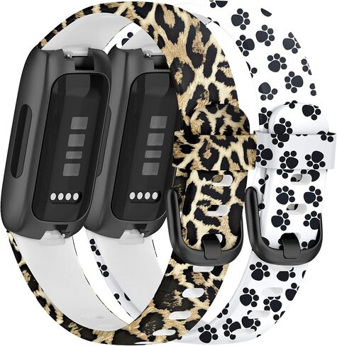 (2-Pack Straps Compatible with Fitbit Inspire 3 Strap, Replacement Soft Silicone Wristband Pattern Floral Adjustable Band Bracelet for Inspire 3 for Women Men in Saudi Arabia