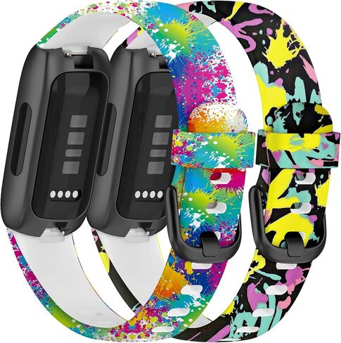 (2-Pack Straps Compatible with Fitbit Inspire 3 Strap, Replacement Soft Silicone Wristband Pattern Floral Adjustable Band Bracelet for Inspire 3 for Women Men in Saudi Arabia