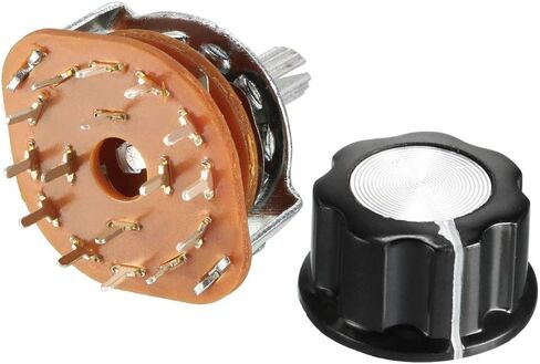 uxcell 6mm 4P3T 4 Pole 3 Position Selectable Single Deck Band Channel Rotary Switch Selector with plastic knob in Saudi Arabia