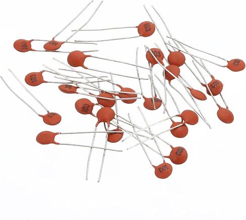 PATIKIL 10nf 50V Ceramic Disc Capacitor, 25 Pcs Ceramic Chip Capacitor Assortment Kit for Power Circuits Industrial Equipment,Brown Red in Saudi Arabia