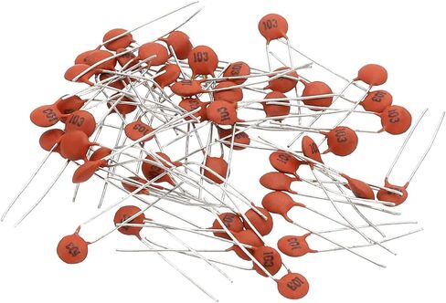 PATIKIL 10nf 50V Ceramic Disc Capacitor, 25 Pcs Ceramic Chip Capacitor Assortment Kit for Power Circuits Industrial Equipment,Brown Red in Saudi Arabia