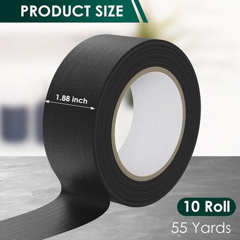 DAGONGREN Black Masking Tape 2 Inch Wide Bulk, 10 Rolls Black Painters Tape 1.88 Inch × 55 Yards, Multi-Surface Black Tape for Car Craft School, Pait Tape Total 550 Yards in Saudi Arabia