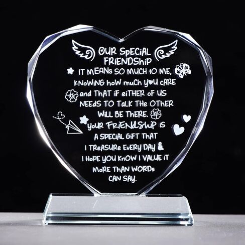 Ornalrist Friendship Gifts for Women Special Friends Gifts for Her Birthday, Christmas, Glass Heart Plaque with Best Friend Sayings Decorations in Saudi Arabia