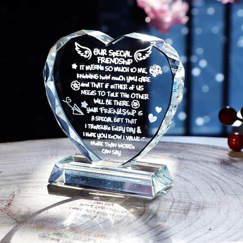 Ornalrist Friendship Gifts for Women Special Friends Gifts for Her Birthday, Christmas, Glass Heart Plaque with Best Friend Sayings Decorations in Saudi Arabia