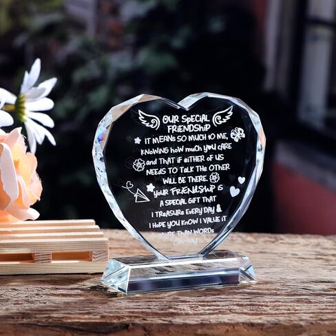 Ornalrist Friendship Gifts for Women Special Friends Gifts for Her Birthday, Christmas, Glass Heart Plaque with Best Friend Sayings Decorations in Saudi Arabia