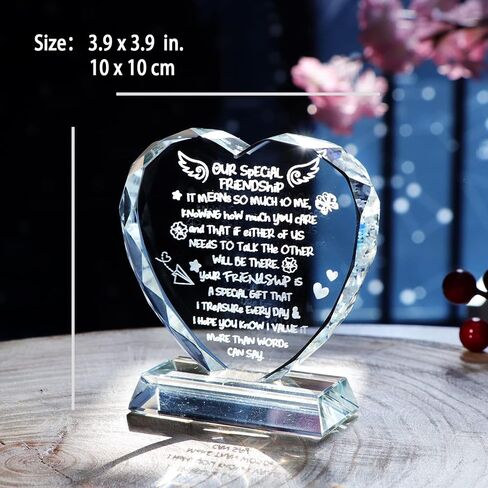 Ornalrist Friendship Gifts for Women Special Friends Gifts for Her Birthday, Christmas, Glass Heart Plaque with Best Friend Sayings Decorations in Saudi Arabia