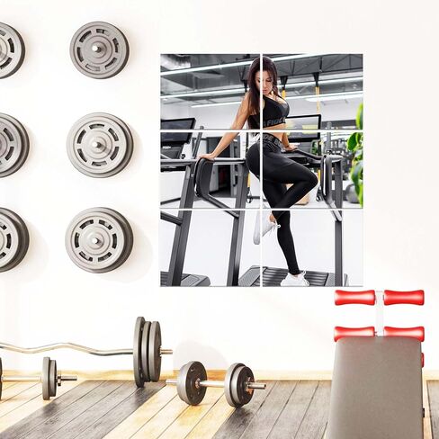 Full Length Wall Mirror Tiles, 11.8"x 15.7" x 4 Pcs Acrylic Mirror Self Adhesive, Safety Shatterproof Mirror Great for Baby Kids Toddler, Full Body Mirror Tiles for Bedroom, Home Gym, Living Room in Kuwait