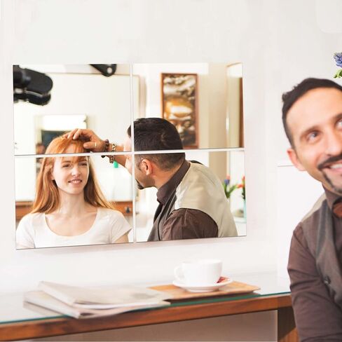 Full Length Wall Mirror Tiles, 11.8"x 15.7" x 4 Pcs Acrylic Mirror Self Adhesive, Safety Shatterproof Mirror Great for Baby Kids Toddler, Full Body Mirror Tiles for Bedroom, Home Gym, Living Room in Kuwait