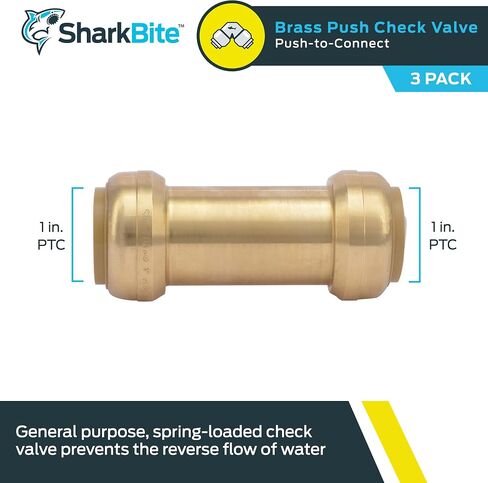 SharkBite 1 Inch Check Valve, Push to Connect Brass Plumbing Fitting, PEX Pipe, Copper, CPVC, PE-RT, HDPE, U2020-0000LFA in Saudi Arabia