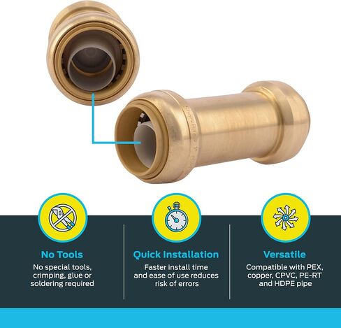 SharkBite 1 Inch Check Valve, Push to Connect Brass Plumbing Fitting, PEX Pipe, Copper, CPVC, PE-RT, HDPE, U2020-0000LFA in Saudi Arabia