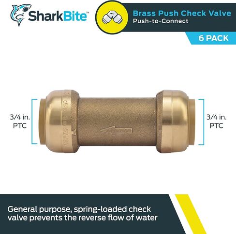 SharkBite 1 Inch Check Valve, Push to Connect Brass Plumbing Fitting, PEX Pipe, Copper, CPVC, PE-RT, HDPE, U2020-0000LFA in Saudi Arabia