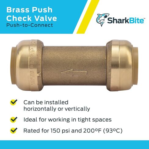 SharkBite 1 Inch Check Valve, Push to Connect Brass Plumbing Fitting, PEX Pipe, Copper, CPVC, PE-RT, HDPE, U2020-0000LFA in Saudi Arabia