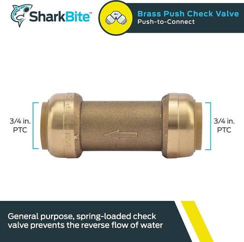 SharkBite 1 Inch Check Valve, Push to Connect Brass Plumbing Fitting, PEX Pipe, Copper, CPVC, PE-RT, HDPE, U2020-0000LFA in Saudi Arabia