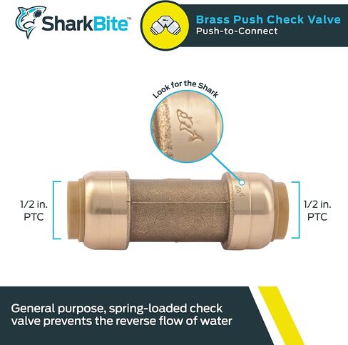 SharkBite 1 Inch Check Valve, Push to Connect Brass Plumbing Fitting, PEX Pipe, Copper, CPVC, PE-RT, HDPE, U2020-0000LFA in Saudi Arabia