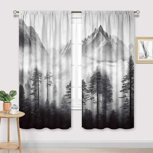 Cinbloo Black Red Japanese Cherry Blossom Curtains 52Wx84H Inch Rod Pocket Asian Anime Chinese Watercolor Mountain Sun Aesthetic Art Printed Living Room Bedroom Window Drapes Treatment Fabric 2 Panels in Saudi Arabia