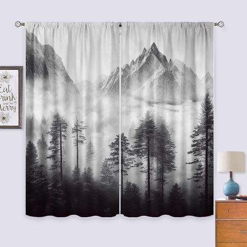 Cinbloo Black Red Japanese Cherry Blossom Curtains 52Wx84H Inch Rod Pocket Asian Anime Chinese Watercolor Mountain Sun Aesthetic Art Printed Living Room Bedroom Window Drapes Treatment Fabric 2 Panels in Saudi Arabia