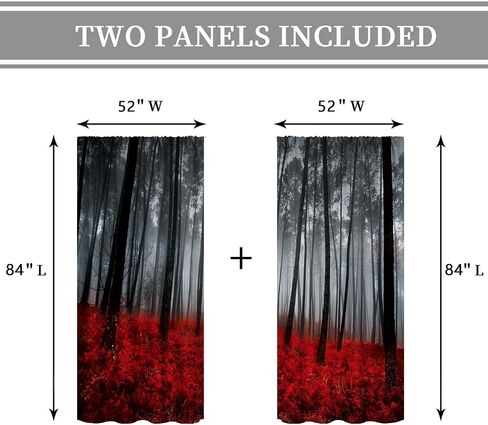Cinbloo Black Red Japanese Cherry Blossom Curtains 52Wx84H Inch Rod Pocket Asian Anime Chinese Watercolor Mountain Sun Aesthetic Art Printed Living Room Bedroom Window Drapes Treatment Fabric 2 Panels in Saudi Arabia