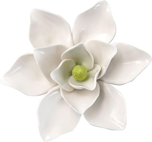 MINYULUA 5.9 Inch White Ceramic Flower Wall Hanging Decoration 3D Artificial Porcelain Magnolia Decor Handmade Wall Art Background for Living Room Home Hallway Bedroom Kitchen House in Saudi Arabia