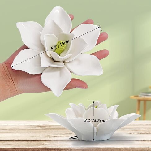 MINYULUA 5.9 Inch White Ceramic Flower Wall Hanging Decoration 3D Artificial Porcelain Magnolia Decor Handmade Wall Art Background for Living Room Home Hallway Bedroom Kitchen House in Saudi Arabia