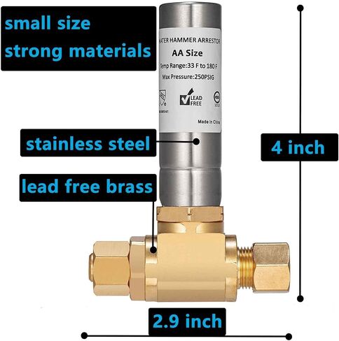 (1 Pack) Lidertik Water Hammer Arrestor for Dishwasher and Toilet 3/8 Inch Male Compression and 3/8 Inch Female Compression, Absorb Shock and Reduce Noise for Water Pipe in Saudi Arabia