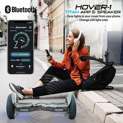 Hover-1 Titan Electric Hoverboard | 8MPH Top Speed, 8 Mile Range, 3.5HR Full-Charge, Built-In Bluetooth Speaker, Rider Modes: Beginner to Expert in Saudi Arabia