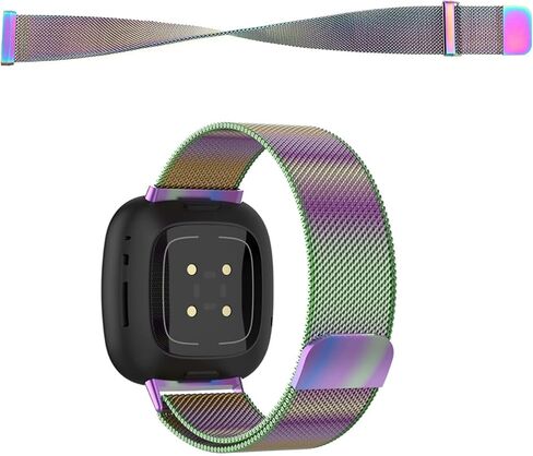 Create idea Magnetic Watch Strap Compatible with Fitbit Versa 3 for 150-252mm/5.9-9.9inch Wrist Size Metal Mesh Watch Band Stainless Steel Replacement Wristband Colourful in Saudi Arabia
