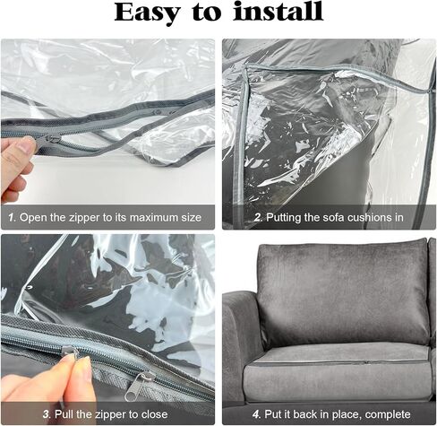 HFYZZ 4 Pcs Plastic Sofa Seat Cushion Covers Clear PVC Waterproof Sofa Couch Covers Sofa Seat Slipcover for Against Cat Dog Clawing Scratching, 29x29x9 Inch in Saudi Arabia