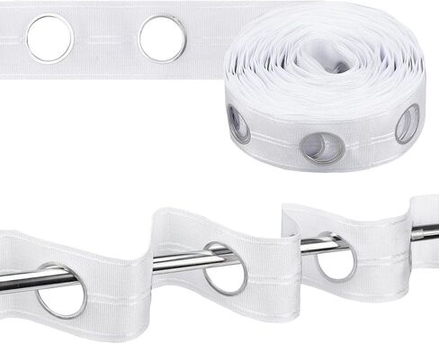 NBEADS 21.9 Yards Curtain Eyelet Tapes, Curtain Heading Tape White Curtain Pleating Tape Eyelet Curtain Tape Grommet for Curtains Header DIY Accessories Home Stitching Decoration, 180 Grommet in Saudi Arabia