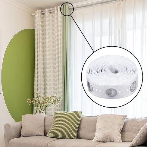 NBEADS 21.9 Yards Curtain Eyelet Tapes, Curtain Heading Tape White Curtain Pleating Tape Eyelet Curtain Tape Grommet for Curtains Header DIY Accessories Home Stitching Decoration, 180 Grommet in Saudi Arabia