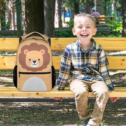 UNIKITTY School Backpack for Girls Boys, Lion Backpack with Adjustable Straps, 17" Girls Backpacks Ages 6-8 Large Capacity Durable, Brown Cute Kids Bookbag in Saudi Arabia