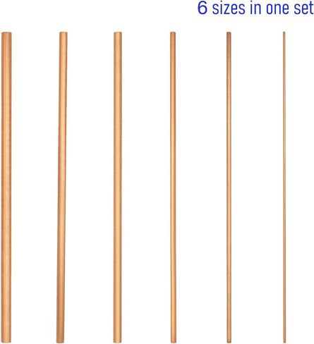6 PCS 6 Sizes Copper Round Tube Set, 2mm 3mm 4mm 5mm 6mm 7mm OD x 0.2mm Wall Thickness, 300mm Length, Seamless Straight Pipe Tubing in Saudi Arabia