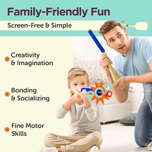 لعبة Blue Toy Pop Gun للأطفال - مسدسات لعبة خشبية للأولاد من سن 3 إلى 7 سنوات - مسدس مزيف بلمسة نهائية من الخشب القوي وغطاء بوبر بلاستيكي - بنادق يدوية ممتعة وألعاب مسدس للأطفال الصغار والكبار - صنع في الولايات المتحدة الأمريكية in Kuwait