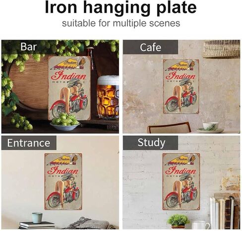 Indian Motorcycle Girl Garage Poster Retro Metal Sign Vintage Tin Sign for Cafe Bar Home Wall Decor 12 X 8 inch (JIANZV-KIE616J) in Kuwait