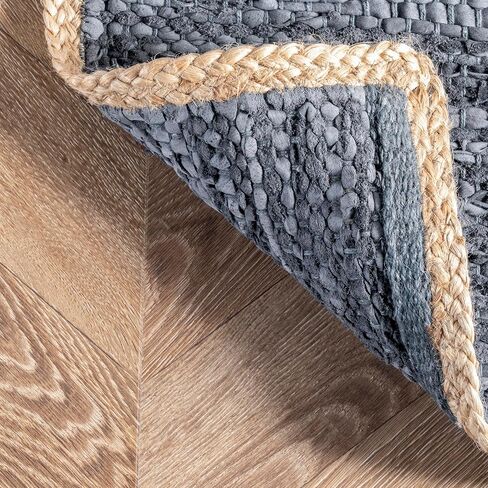 nuLOOM Sabby Hand Woven Leather Flatweave Runner Rug, 2' x 6', Blue in Saudi Arabia