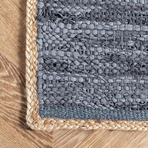 nuLOOM Sabby Hand Woven Leather Flatweave Runner Rug, 2' x 6', Blue in Saudi Arabia