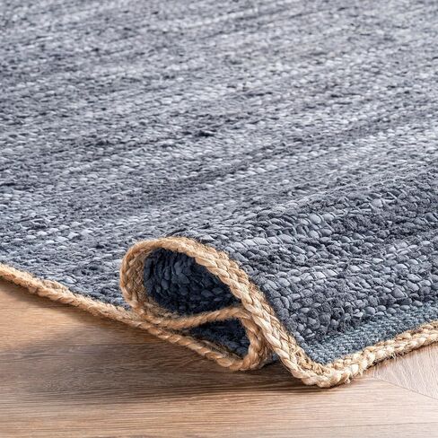nuLOOM Sabby Hand Woven Leather Flatweave Runner Rug, 2' x 6', Blue in Saudi Arabia
