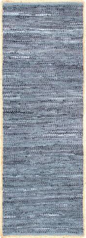 nuLOOM Sabby Hand Woven Leather Flatweave Runner Rug, 2' x 6', Blue in Saudi Arabia