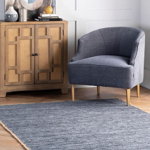 nuLOOM Sabby Hand Woven Leather Flatweave Runner Rug, 2' x 6', Blue in Saudi Arabia