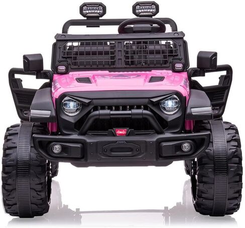 24V Kids Ride on 2 Seaters Electric Car with Remote Control, 2*120W Motors Battery Powered 20" Extra Large Seats+15.5" XL Wheels,LED Headlights, Front Storage, Bottle Holder, FM, Music for 3+(Black) in Kuwait