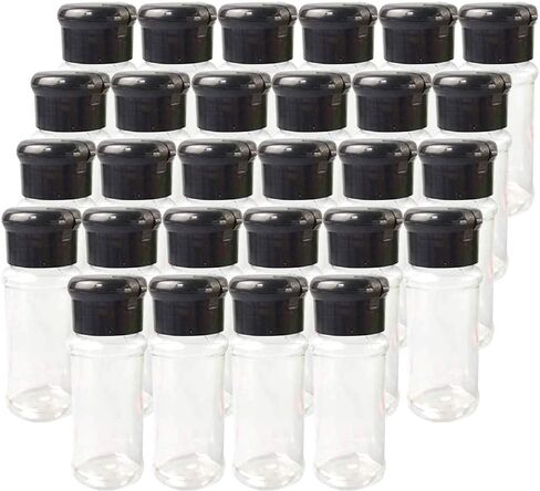 Set of 14 Pcs Empty Plastic Spice Bottles for Storing Barbecue Seasoning Salt Pepper,Shaker Bottles for Glitters,2.5 Fluid Ounces /75ml (Black) in Saudi Arabia