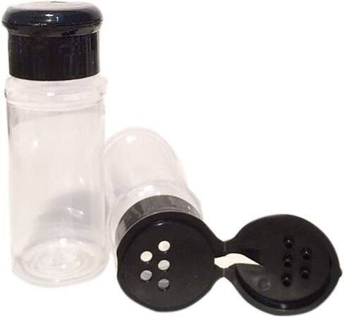 Set of 14 Pcs Empty Plastic Spice Bottles for Storing Barbecue Seasoning Salt Pepper,Shaker Bottles for Glitters,2.5 Fluid Ounces /75ml (Black) in Saudi Arabia