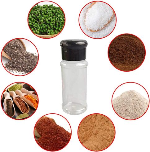 Set of 14 Pcs Empty Plastic Spice Bottles for Storing Barbecue Seasoning Salt Pepper,Shaker Bottles for Glitters,2.5 Fluid Ounces /75ml (Black) in Saudi Arabia