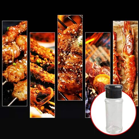 Set of 14 Pcs Empty Plastic Spice Bottles for Storing Barbecue Seasoning Salt Pepper,Shaker Bottles for Glitters,2.5 Fluid Ounces /75ml (Black) in Saudi Arabia