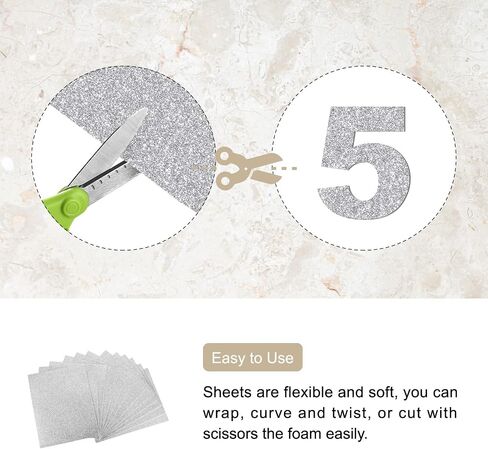 Rebower Glitter EVA Foam Sheets, [for Arts and Crafts Projects] - 11x8 Inch 2mm Thickness/Gold Tone / 12 Pcs in Kuwait