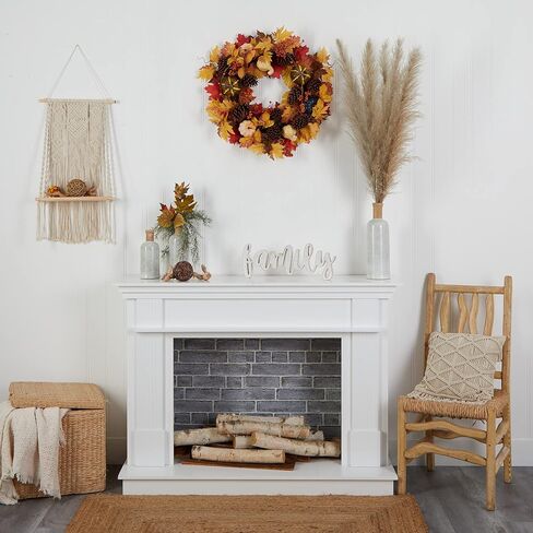 Nearly Natural 26in. Fall Pumpkin, Gourd, Pinecone and Maple Leaf Artificial Autumn Wreath in Saudi Arabia