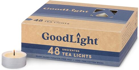 GoodLight Paraffin-Free Tea Light Candles, Made from Vegan Palm Wax, Clean-Burning, All-Natural Unscented Tealight Candles, 4-Hour Burn Time 100 CT in Kuwait