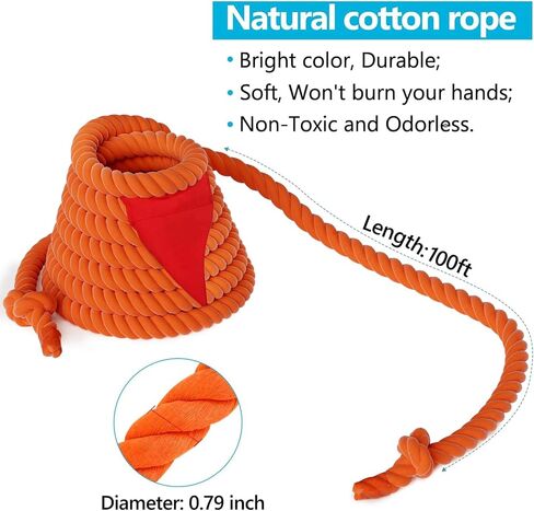 X XBEN Tug of War Rope with Flag for Kids, Teens and Adults, Soft Cotton Rope Games for Team Building Activities, Family Reunion, Birthday Party-20FT in Kuwait
